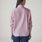 Women's Pink Striped Relaxed Fit Poplin Shirt - Back View