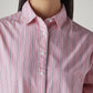 Women's Pink Striped Relaxed Fit Poplin Shirt - 20 View
