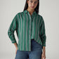 Women's Striped Relaxed Fit Double Cloth Shirt - Styleshot View
