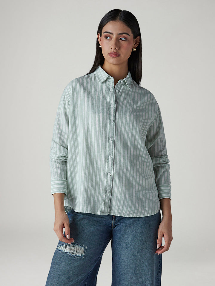 Women's Striped Relaxed Fit Linen Shirt