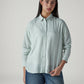 Women's Striped Relaxed Fit Linen Shirt - Front View
