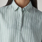 Women's Striped Relaxed Fit Linen Shirt - Detail View