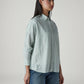 Women's Striped Relaxed Fit Linen Shirt - Side View