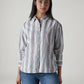 Women's Striped Relaxed Fit Linen Shirt - Styleshot View