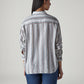 Women's Striped Relaxed Fit Linen Shirt - Back View