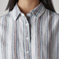 Women's Striped Relaxed Fit Linen Shirt - Detail View
