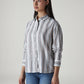Women's Striped Relaxed Fit Linen Shirt - Side View