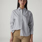 Women's Striped Relaxed Fit Poplin Shirt - Styleshot View