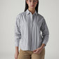 Women's Striped Relaxed Fit Poplin Shirt - Front View