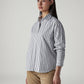 Women's Striped Relaxed Fit Poplin Shirt - Side View