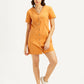 Women's Solid Orange V-Neck Dress - Styleshot View