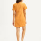 Women's Solid Orange V-Neck Dress - back View