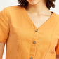 Women's Solid Orange V-Neck Dress - Detail View