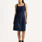Women's Solid Dark Blue Square Neck Dress - Styleshot View