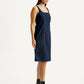 Women's Solid Dark Blue Square Neck Dress - Side View