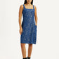 Women's Floral Blue Square Neck Dress - Styleshot View