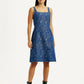 Women's Floral Blue Square Neck Dress - Front View