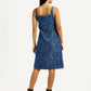Women's Floral Blue Square Neck Dress - Back View