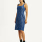 Women's Floral Blue Square Neck Dress - Side View