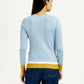 Women's Colorblock Blue Crew Neck T-shirt - Back View