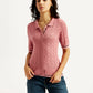 Women's Textured Slim Fit Polo T-shirt - Styleshot View