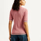 Women's Textured Slim Fit Polo T-shirt - Back View