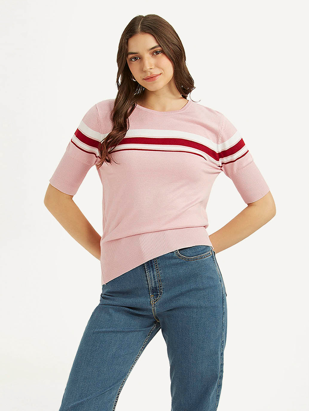 Women's Striped Regular Fit T-shirt