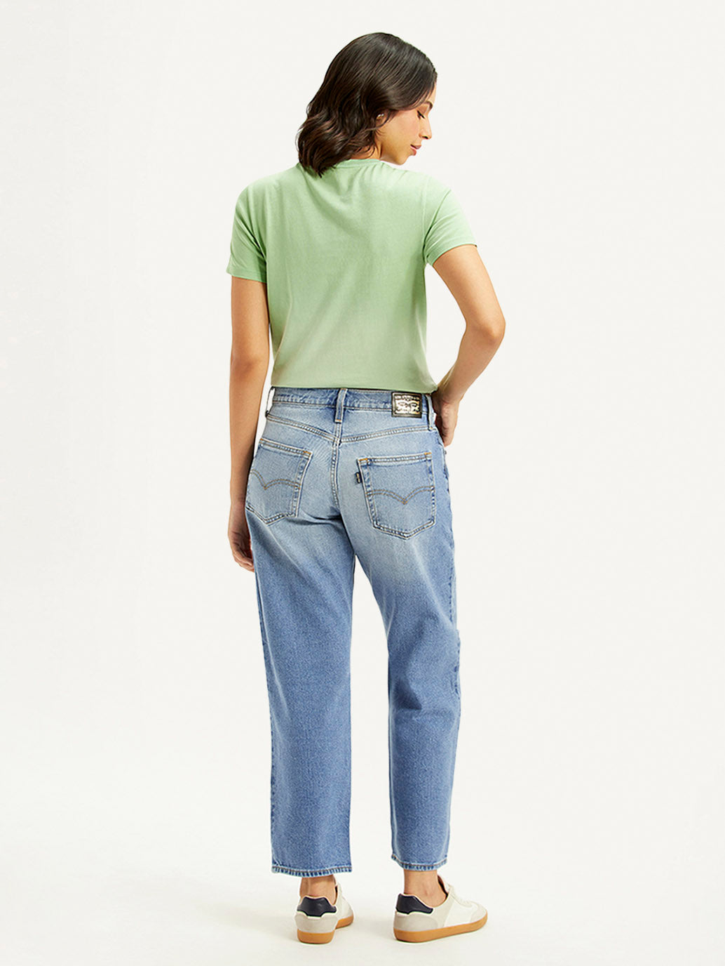 Women's 94 Light Blue Baggy Fit Mid Rise Jeans - back View