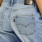 Women's 94 Light Blue Baggy Fit Mid Rise Jeans - Detail View