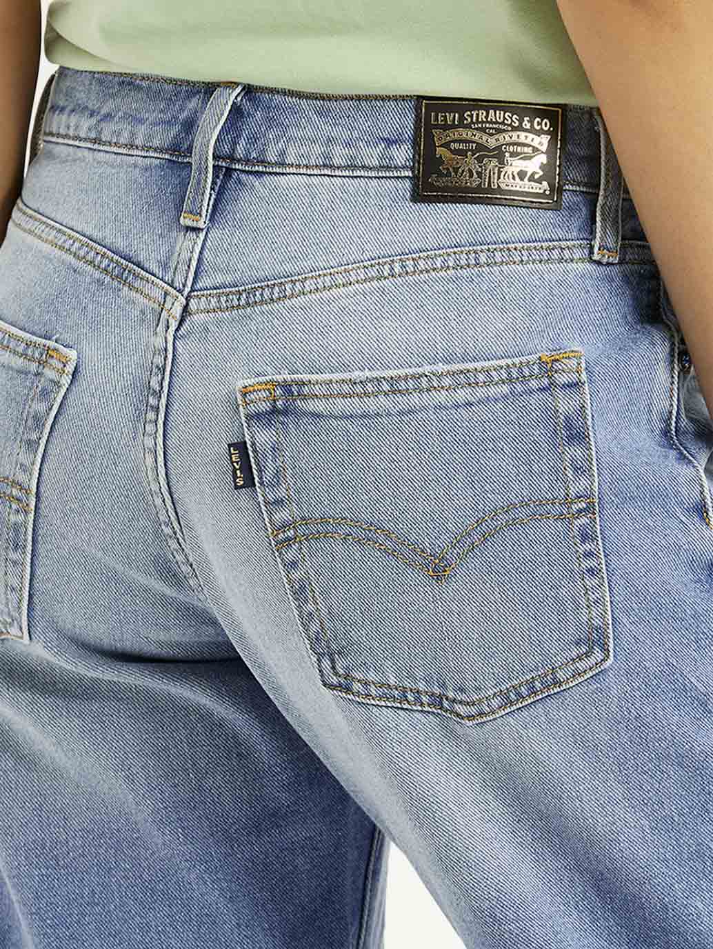 Women's 94 Light Blue Baggy Fit Mid Rise Jeans - Detail View