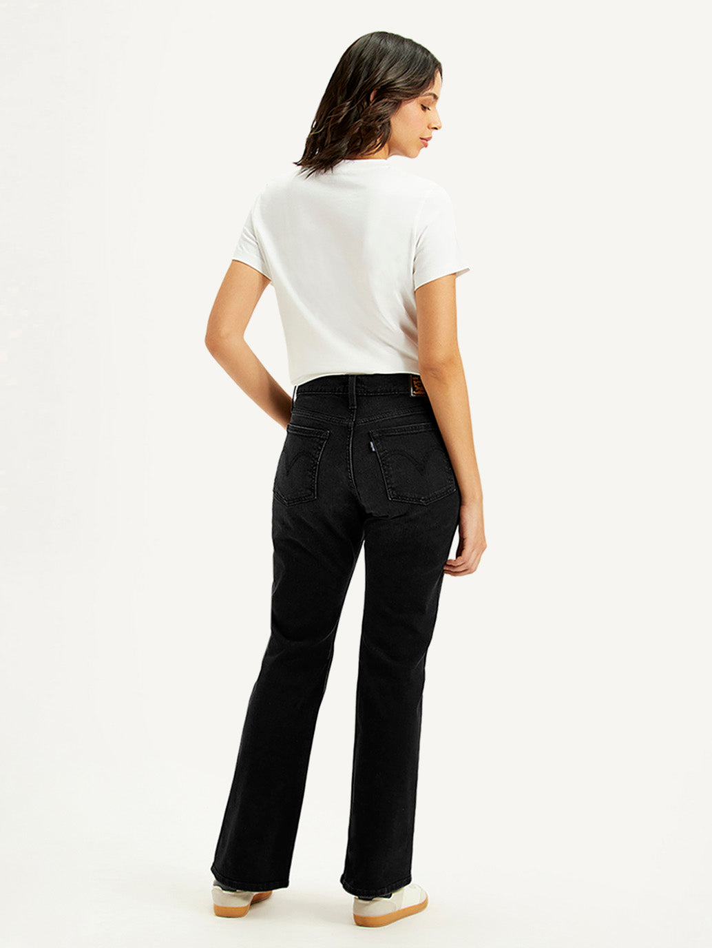 Women's Black Wedgie Bootcut Fit Mid Rise Jeans - back View