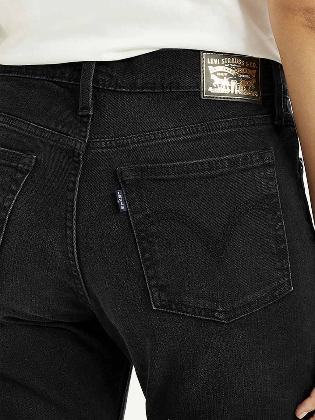 Women's Black Wedgie Bootcut Fit Mid Rise Jeans - Detail View