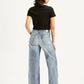 Women's Light Blue Ribcage Bell Bottom Wide Leg Fit High Rise Jeans - back View