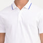 Men's Solid White Slim Fit Polo T-shirt - deatil View