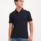 Men's Solid Navy Slim Fit Polo T-shirt - frount View