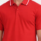 Men's Solid Red Slim Fit Polo T-shirt - deatil View