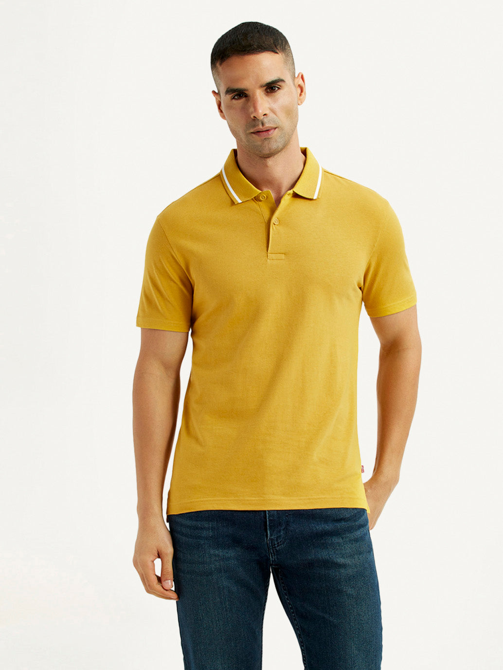 Men's Solid Yellow Polo T-Shirt - Front View