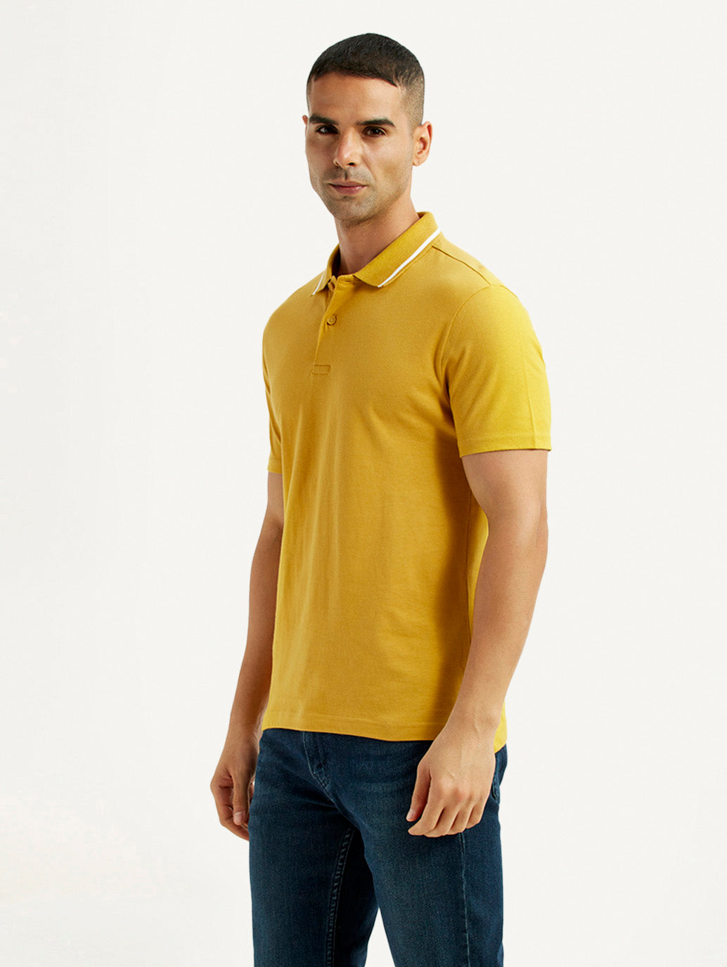 Men's Solid Yellow Polo T-Shirt - Side View