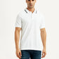 Men's Solid White Slim Fit Polo T-shirt - Front View