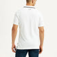 Men's Solid White Slim Fit Polo T-shirt - Back View
