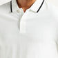 Men's Solid White Slim Fit Polo T-shirt - Detail View