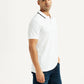 Men's Solid White Slim Fit Polo T-shirt - Side View