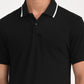 Men's Solid Black Slim Fit Polo T-shirt - deatil View