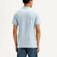 Men's Solid Light Blue Slim Fit Polo T-Shirt - Back View