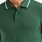 Men's Solid Dark Green Polo T-Shirt - Detail View