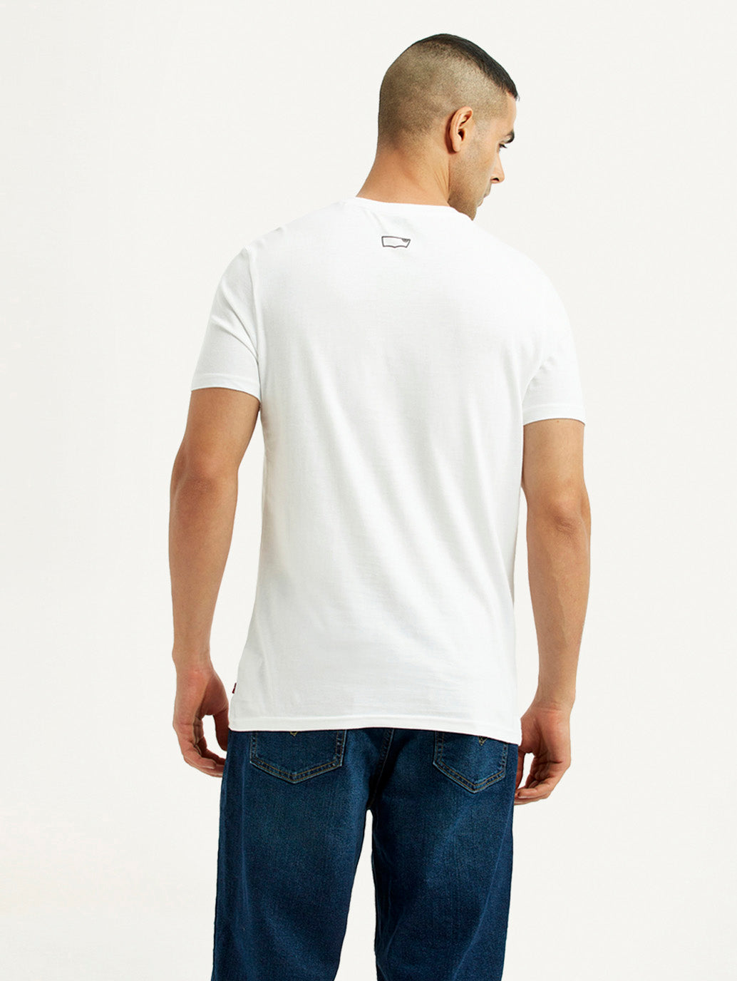 Men's Solid White Slim Fit T-Shirt - Back View