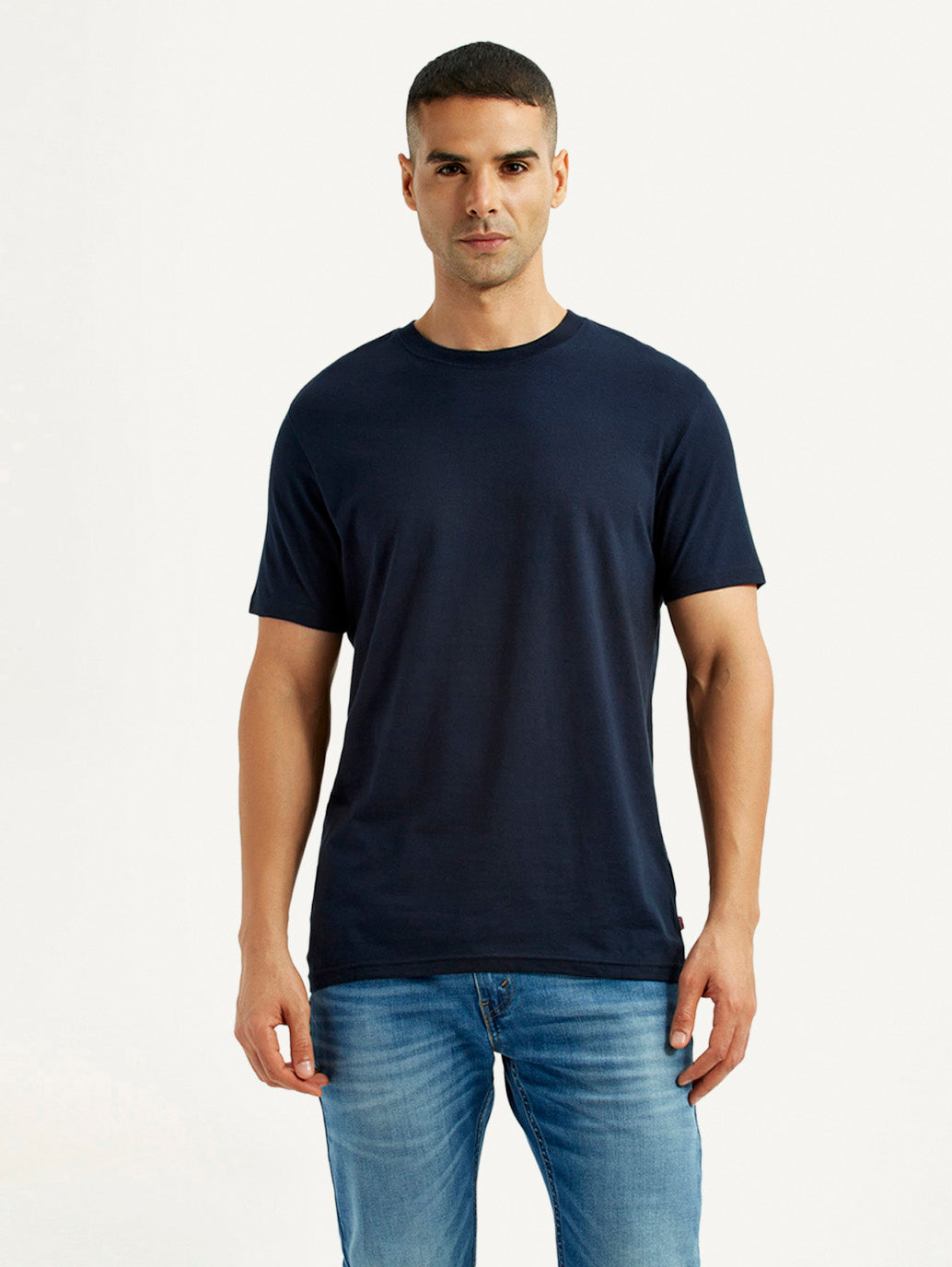Men's Solid Black Slim Fit T-Shirt - Front View