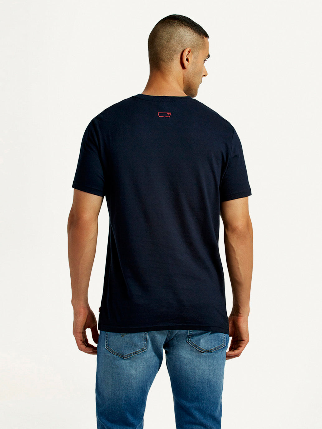 Men's Solid Black Slim Fit T-Shirt - Back View