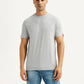 Men's Solid Light Grey Crew Neck T-shirt - Front View