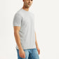 Men's Solid Light Grey Crew Neck T-shirt - Side View